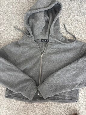 Year of Ours Heather Gray Full-Zip Hooded Sweatshirt